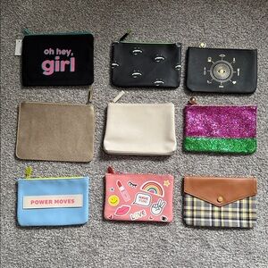 Ipsy Vibrant Cosmetic Bag Set - Black, Gold, Pink, Blue, Cream